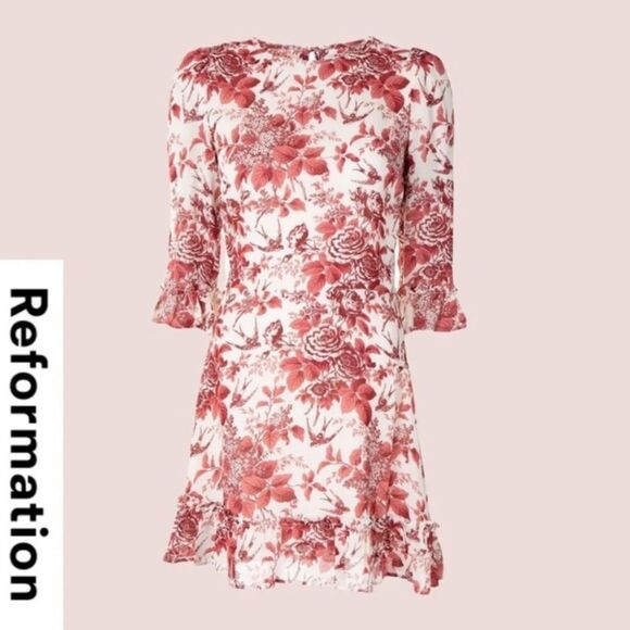 Reformation Doutzen Mini Red White Dress Size 2 - Picture 6 of 10